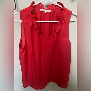 Violet & Claire red sleeveless top with ruffle collar size medium